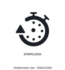 black stopclock isolated vector icon. simple element illustration from travel 2 concept vector icons. stopclock editable logo symbol design on white background. can be use for web and mobile