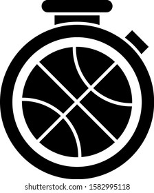 Black Stopwatch with basketball ball inside icon isolated on white background. Basketball time. Sport and training.  Vector Illustration
