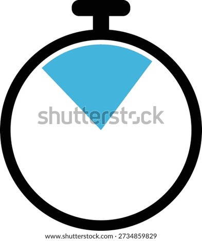 Black stopwatch with a blue sector indicating a portion of time elapsed timer clock