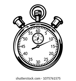 Black Stopwatch. Classic monochrome timer. Vector illustration