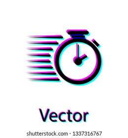 Black Stopwatch icon isolated on white background. Time timer sign. Vector Illustration