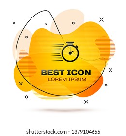 Black Stopwatch icon isolated on white background. Time timer sign. Fluid color banner. Vector Illustration