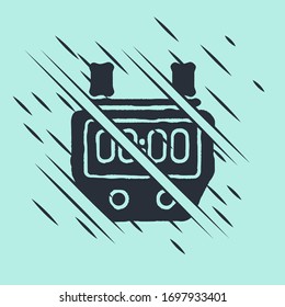Icono de Stopwatch negro aislado en fondo verde. Signo del temporizador de tiempo. Signo del ronómetro. El estilo de Glitch. Ilustración vectorial