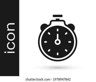 Black Stopwatch icon isolated on white background. Time timer sign. Chronometer sign.  Vector