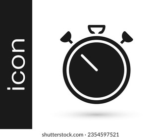 Black Stopwatch icon isolated on white background. Time timer sign. Chronometer sign.  Vector