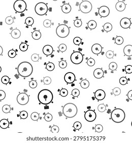 Black Stopwatch icon isolated seamless pattern on white background. Time timer sign. Chronometer sign.  Vector Illustration