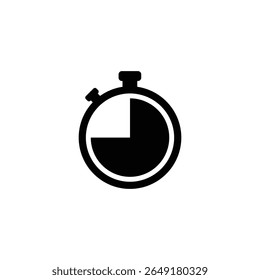 ícone de cronômetro preto, logotipo. Cronômetro, sinal de temporizador. Símbolo de cronômetro isolado em fundo branco. Ilustração de sinal de vetor