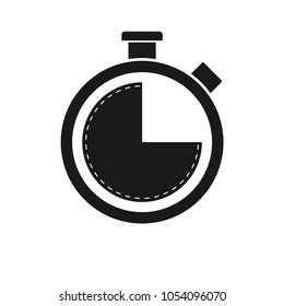 Black stopwatch icon, on the white background. Vector.