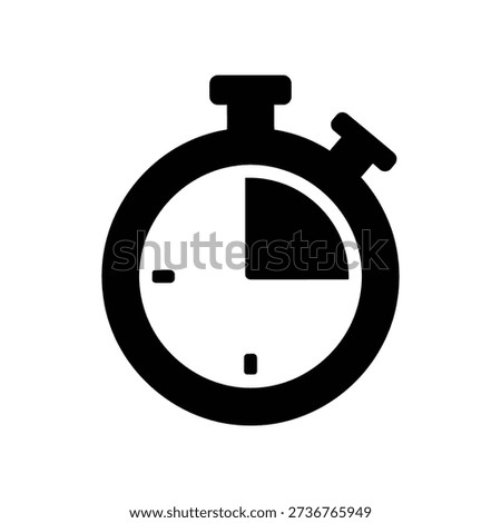 Black stopwatch icon on a white background, symbolizing time and urgency.