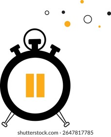 Black Stopwatch Icon with Pause Symbol, Minimalist Vector Illustration for Time Control Time Management and User Interface Design