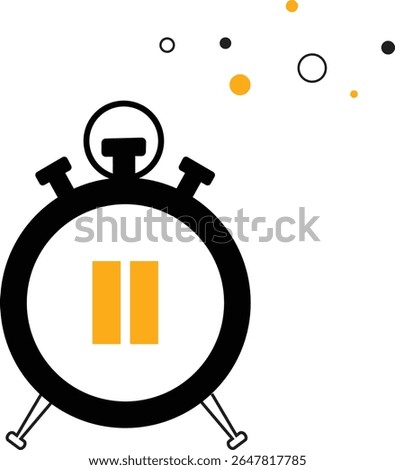 Black Stopwatch Icon with Pause Symbol, Minimalist Vector Illustration for Time Control Time Management and User Interface Design