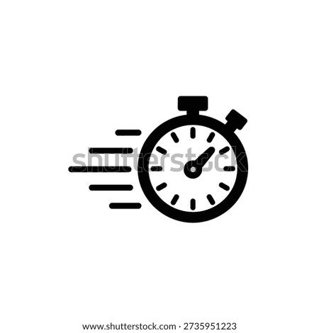 A black stopwatch icon with speed lines indicating rapid timing or progress