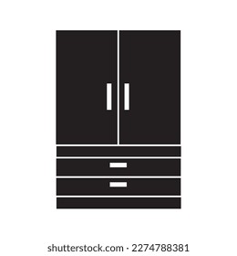 Black storage wardrobe icon. Outline storage cupboard vector icon for web design isolated on white background