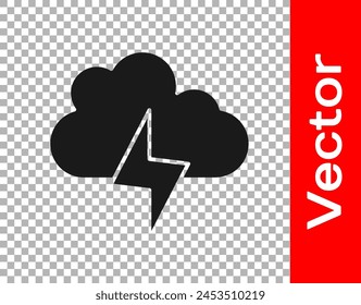 Black Storm-Symbol isoliert auf transparentem Hintergrund. Wolken und Blitze. Wetter-Ikone des Sturms.  Vektorgrafik