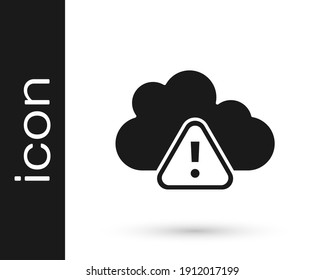 Black Storm Warning Icon Isolated On White Background. Exclamation Mark In Triangle Symbol. Weather Icon Of Storm.  Vector