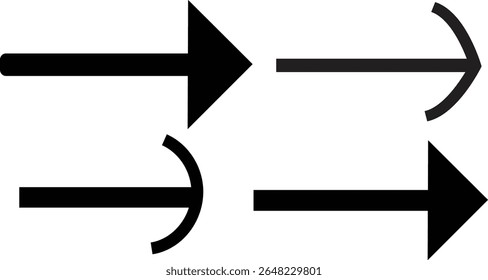 Seta reta preta ícone de direção do lado direito png tipo de arquivo no fundo transparente para aplicativos, site, UI, logotipo, projetos, ícone de seta reta preta apontando para o lado direito em transparente