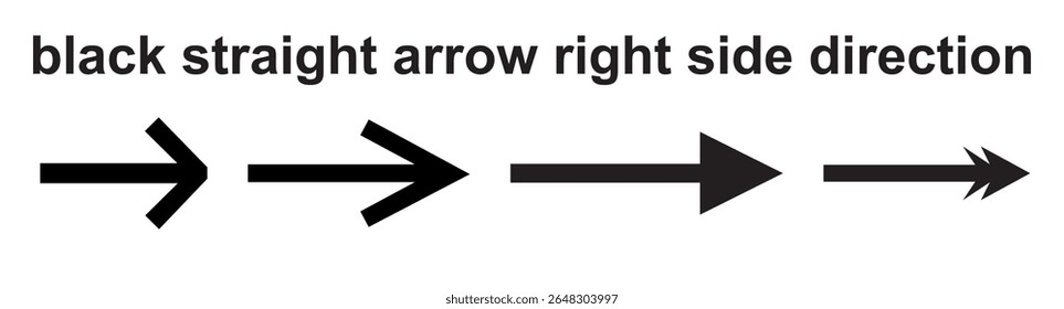 black straight arrow right side direction transparent background vector file type for apps, 