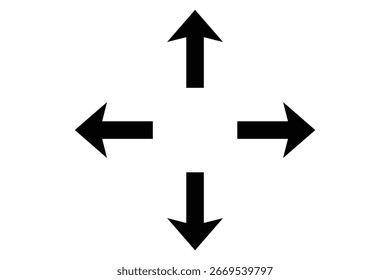 black straight arrow vector icon collection in upward downward leftward rightward directions for app web and ui