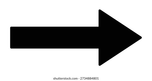 Seta reta preta Ícone vetorial Símbolo de ponteiro direcional Símbolo do lado direito Design gráfico plano minimalista
