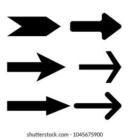 Black straight arrows. Next flat icons. Vector illustration isolated on white background