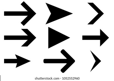 Black straight arrows. Next flat icons. Vector illustration isolated on white background