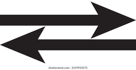 Serie de rayas de flecha de línea recta negra. Flecha de línea Horizontal. Ilustración vectorial. 