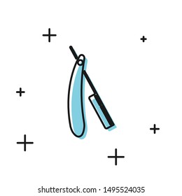 Black Straight razor icon isolated on white background. Barbershop symbol.  Vector Illustration