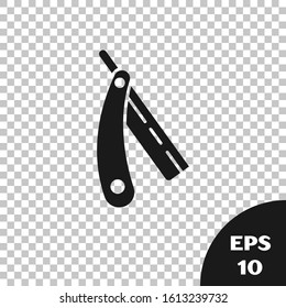 Black Straight razor icon isolated on transparent background. Barbershop symbol.  Vector Illustration