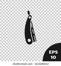 Black Straight razor icon isolated on transparent background. Barbershop symbol.  Vector Illustration