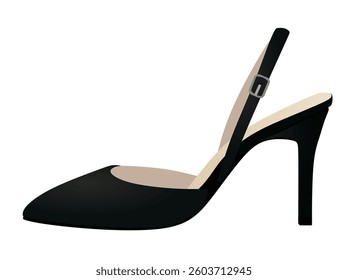 Black strap sandal. vector illustration