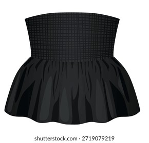 Black strapless t shirt. vector illustration