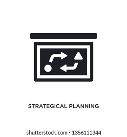 black strategical planning isolated vector icon. simple element illustration from startup stategy and concept vector icons. strategical planning editable logo symbol design on white background. can