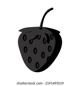 Black strawberry in form of silhouette for web design. Vector isolated image for use in clipart