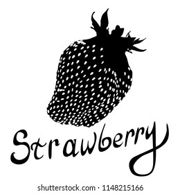 black strawberry fruit vector. Vector illustration for decorative poster, emblem natural product, farmers market. 