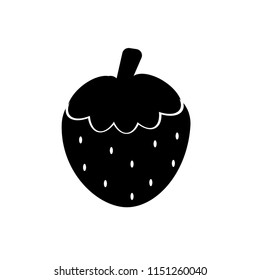 Black strawberry icon vector illustration.
