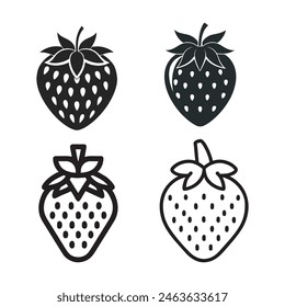 Schwarzes Erdbeersymbol, weißer Hintergrund. Eine Vektorillustration.