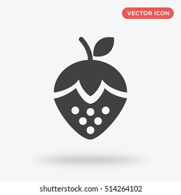 Black Strawberry vector icon on white background, isolated