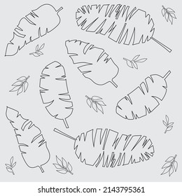 Black streaked leaf vector illustration on a gray background icons symbols about design