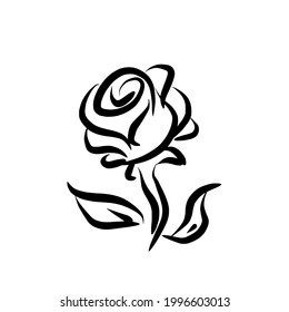 black streaks in the shape of roses and leaves.Isolated vector illustration on a white background.