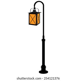 Black street lamp vector isolated,  antique street light, vintage, lampost