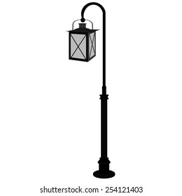 Black street lamp vector isolated,  antique street light, vintage, lampost