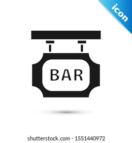 Black Street signboard with inscription Bar icon isolated on white background. Suitable for advertisements bar, cafe, pub, restaurant.  Vector Illustration