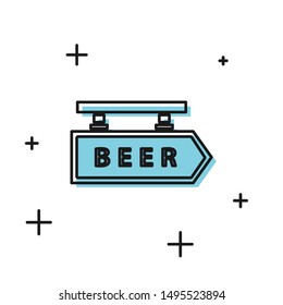 Black Street signboard with inscription Beer icon isolated on white background. Suitable for advertisements bar, cafe, pub, restaurant.  Vector Illustration