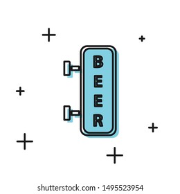 Black Street signboard with inscription Beer icon isolated on white background. Suitable for advertisements bar, cafe, pub, restaurant.  Vector Illustration