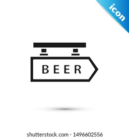 Black Street signboard with inscription Beer icon isolated on white background. Suitable for advertisements bar, cafe, pub, restaurant.  Vector Illustration