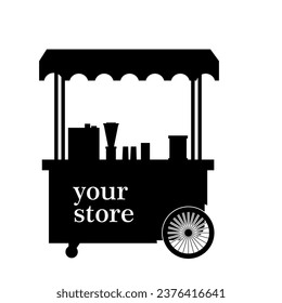 black street vendor shop vector silhouette model