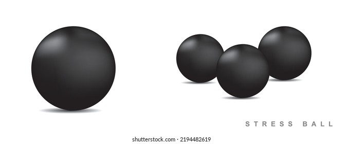 Ilustración vectorial BLACK STRESSBALL, conjunto de bola de estrés en color negro, fondo blanco aislado, bola de esfuerzo para diseño de mockup