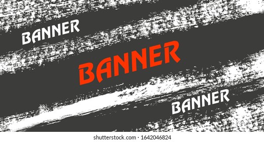  Black stripe brush .Roller brushes paint for text .Horizontal banner template for advertising - Vector.