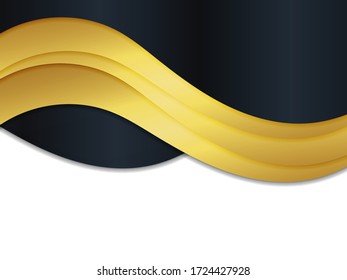 Black stripe with gold border on the dark background. Golden wave texture.
