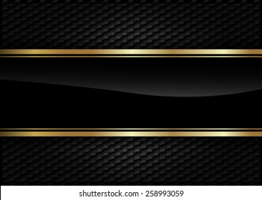 Black stripe with gold border on the dark background.
